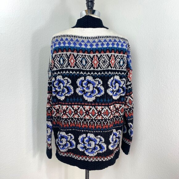 Ecote Knit Cardigan Sweater XS Fair Isle Rose Open Front Boho Peasant Academia - Picture 7 of 11